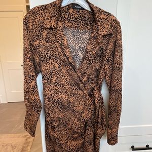 Brand new leopard wrap mini dress from Vici.